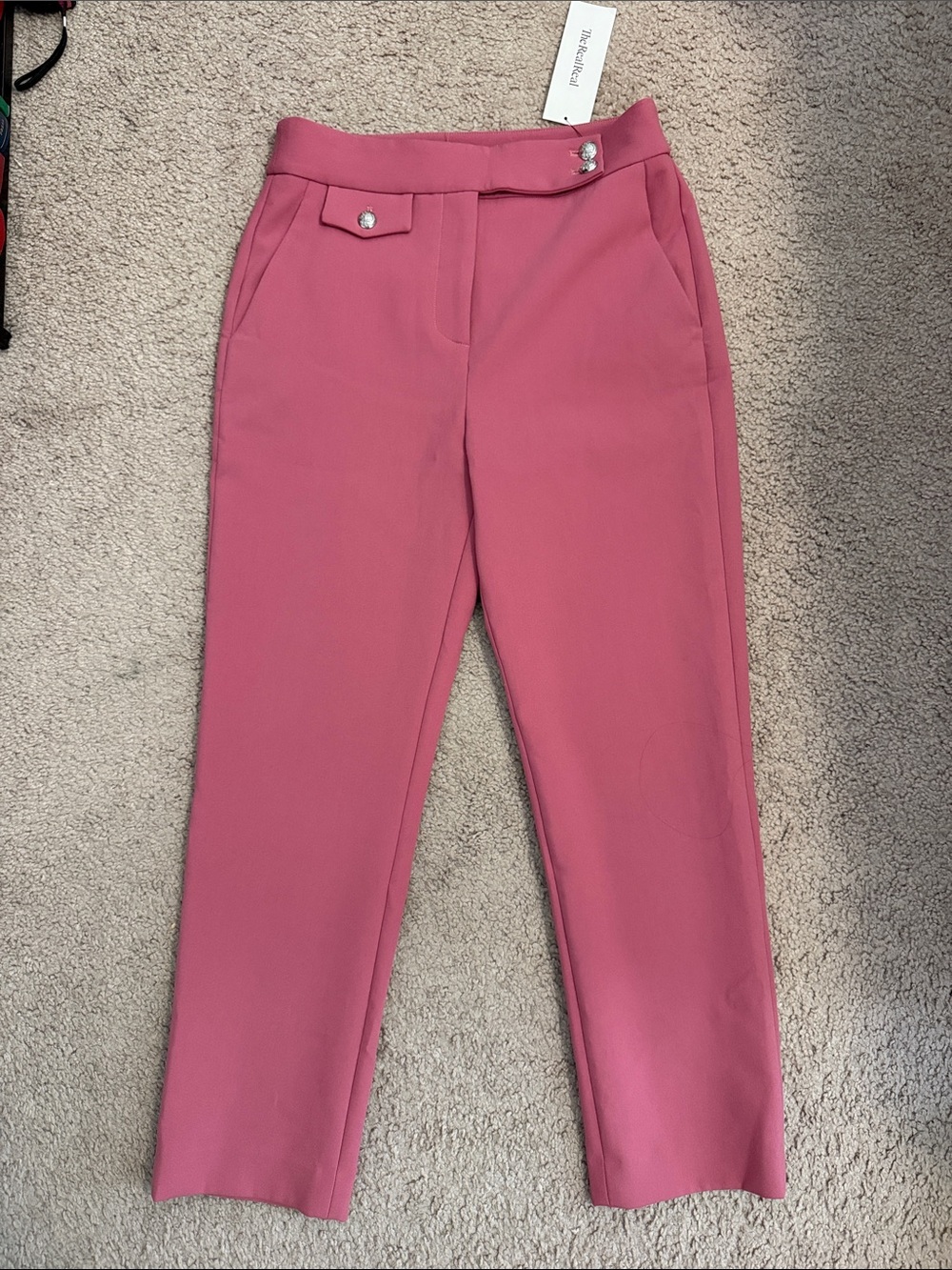 Veronica Beard Rose Pink Straight-Leg Ankle Pants